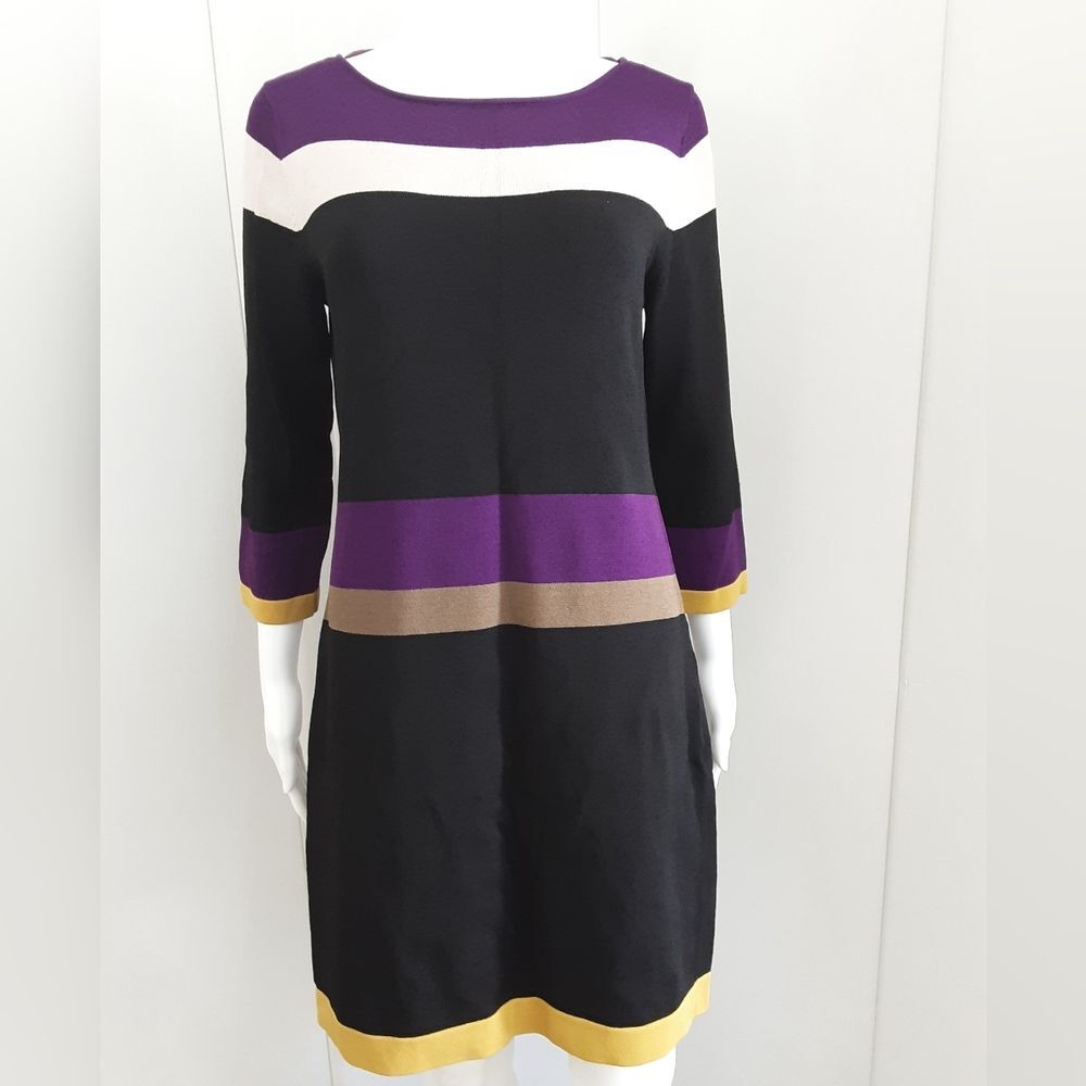 NINE WEST Striped Knit 3Qrt Sleeve Color Block Sheath Sz M